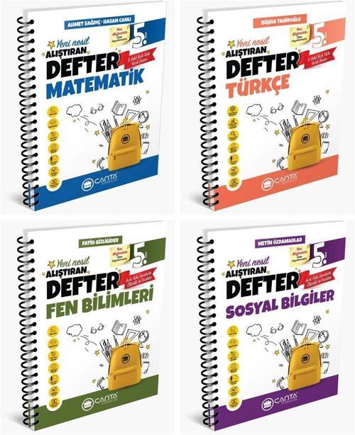 Çanta 2025 5. Sınıf Matematik + Türkçe + Fen + Sosyal Alıştıran Defter Seti 4 Kitap