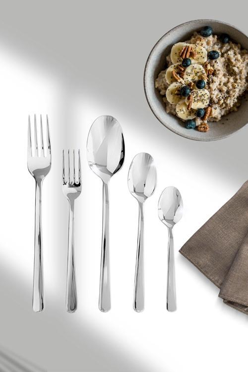 Defne Yemek - Tatlı Çatal Kaşık ve Çay Kaşık Takımı 6 Kişilik 30 Parça