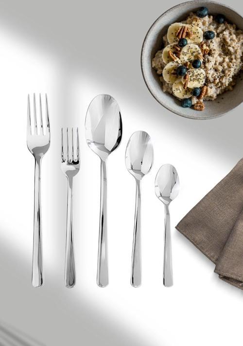 Defne Yemek - Tatlı Çatal Kaşık ve Çay Kaşık Takımı 12 Kişilik 60 Parça