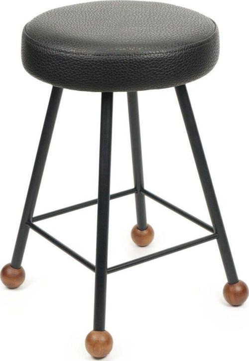 Tabure Sandalye 47 Cm Bar Taburesi Döşemeli Demir Ayaklı Ahşap Topuzlu Modern Rahat
