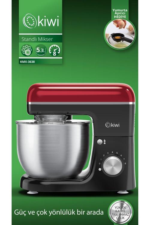 Kmx-3638 Hamur Yoğurma & Stand Mikser 5,3 Lt 1300w 8 Hız Kademeli Mutfak Şefi Kırmızı