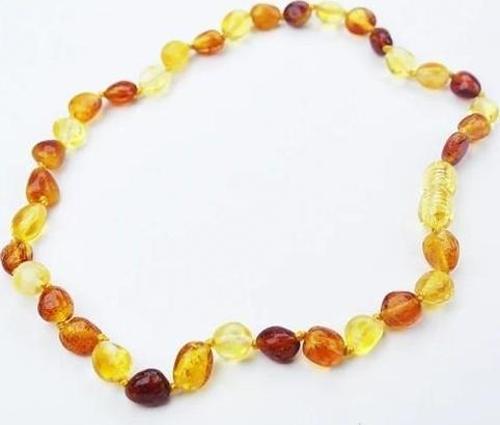 Balözü Renkli Doğal Kesim Damla Kehribar Bebek Kolye