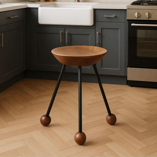 Tabure Ahşap Siyah 3 Ayaklı 47 Cm