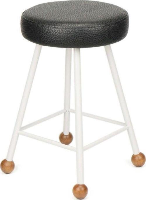 Tabure Sandalye 47 Cm Beyaz Bar Taburesi Döşemeli Demir Ayaklı Ahşap Topuzlu Modern Rahat