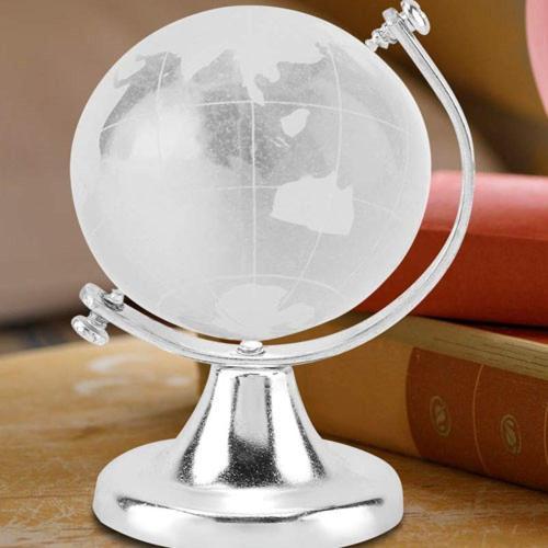Büro Ev Ofis Hediyesi için 6CM Dünya Model Metal Standlı Kristal Cam Küre