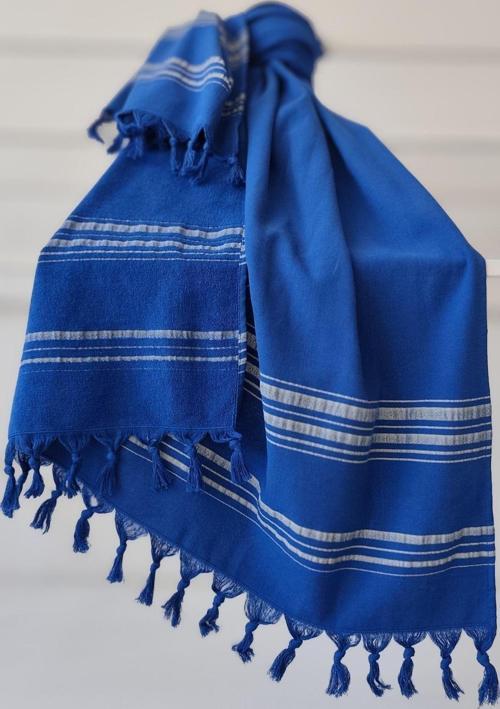 Saks Mavi Çizgili Havlu Peştemal 90x170cm - Yumuşak Ve Yüksek Su Emici - %100 Pamuk