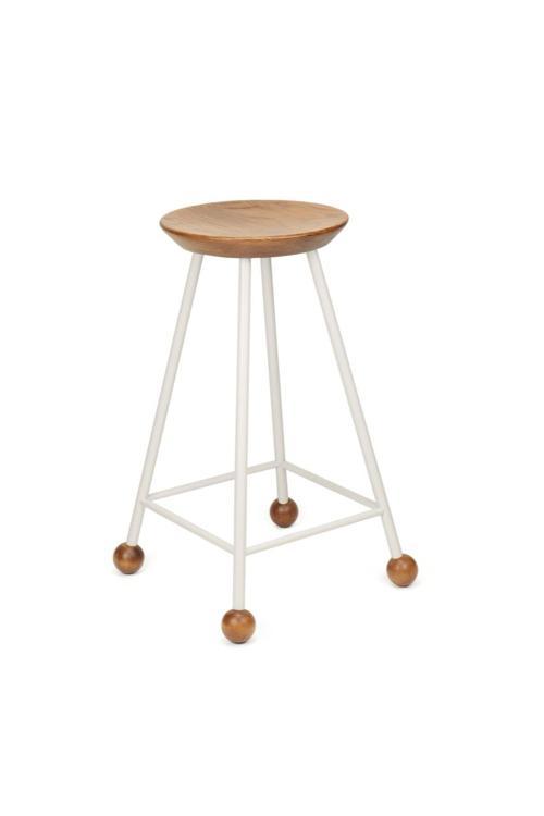 Tabure Sandalye Bar Taburesi 65 Cm Tabure Ahşap Demir Ayaklı Ahşap Topuzlu Modern Rahat Beyaz