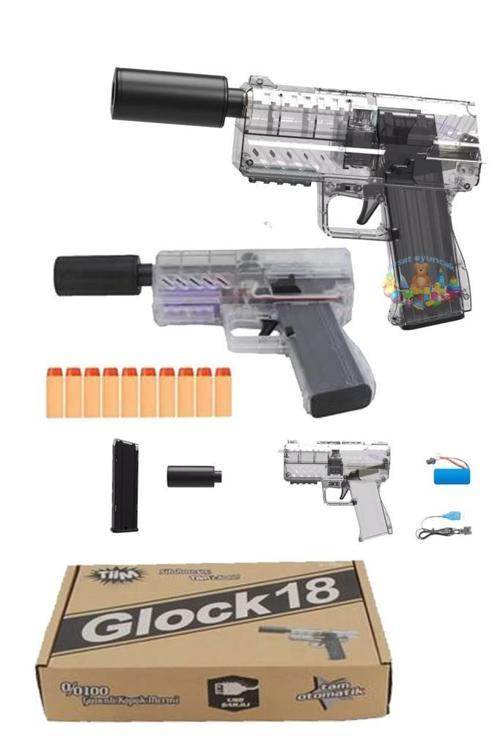 Şarjlı Otomatik Sünger Atan Susturuculu Glock Tabanca D3
