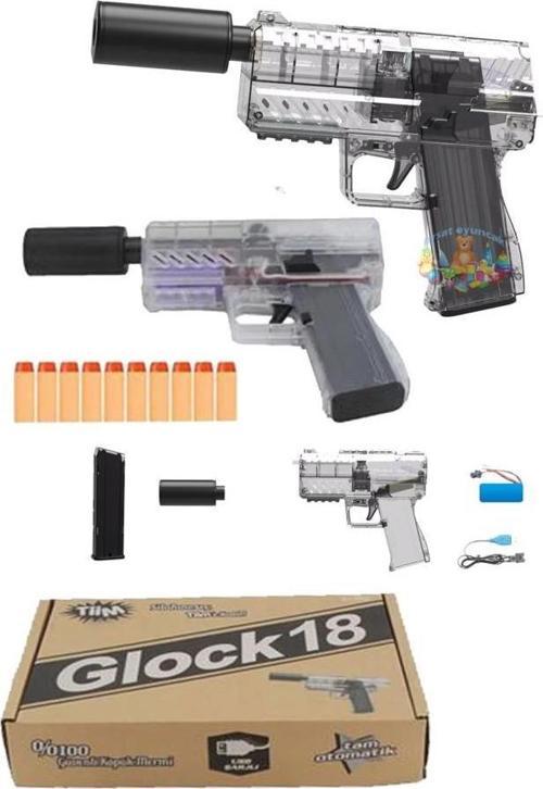 Şarjlı Otomatik Sünger Atan Susturuculu Glock Tabanca D3