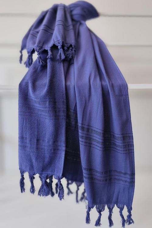 Çizgili Havlu Peştemal 90x170cm - Yumuşak Ve Yüksek Su Emici - %100 Pamuk-Mor