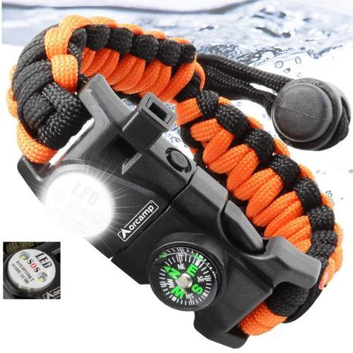 Paracord Hayatta Kalma Bilekliği Turuncu-Siyah OUT-4300