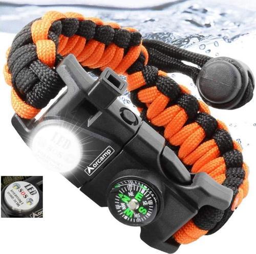 Paracord Hayatta Kalma Bilekliği Turuncu-Siyah OUT-4300