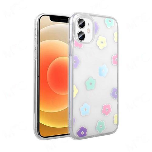 iPhone 11 Kılıf Şeffaf Desenli Figürlü Folk Sert Kapak Papatya