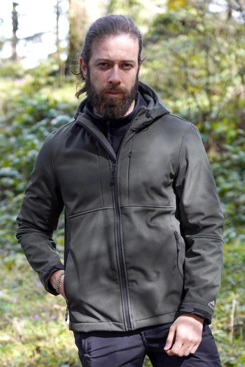 Softshell Erkek Mont Su Geçirmez Kapüşonlu Outdoor 350 Flam2 Fiyort Rüzgar Günlük