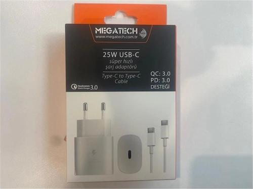 Mt-25w QC:3.0 PD:3.0 Ev Şarj Kafa+ Type-C To Type-C Şarj Kafası Hızlı Şarj