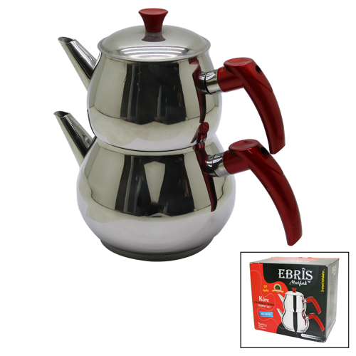 AİLE BÜYÜK BOY KÜRE ÇELİK ÇAYDANLIK SETİ ÜST: 1.2LT - ALT: 2LT (4401)