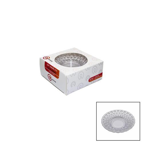 6 PARÇA  ÇAY TABAK KALP DESENLİ ŞEFFAF - BEYAZ MİKA KRİSTAL (4401)