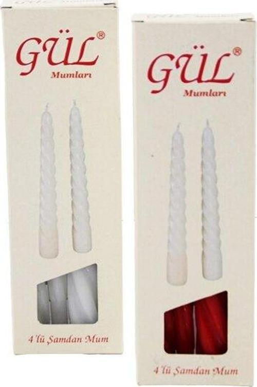4PCS ŞAMDAN - BURGULU MUM BEYAZ - RENKLİ 17CM (4401)