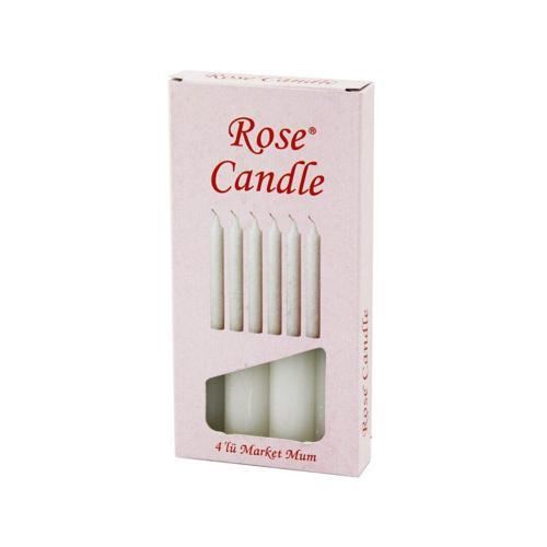 4PCS - KALIN   ÇAP=2CM - UZUNLUK=15CM     BEYAZ KLASİK  MARKET MUM (4401)