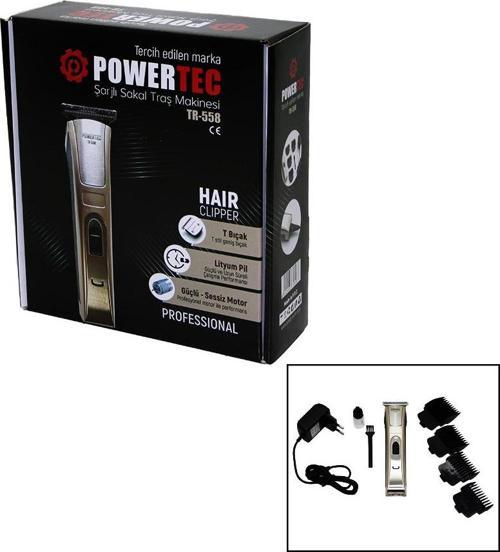 POWERTEC TR-558 ŞARJLI SAÇ SAKAL ENSE ÇİZİM TRAŞ MAKİNESİ T BIÇAK (4401)
