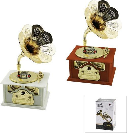 MÜZİKLİ  DEKORATİF NOSTALJİ GRAMAFON  TAKILIK ÇEKMECELİ (4401)