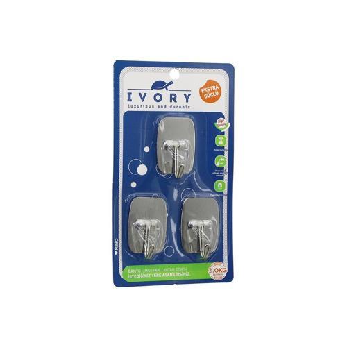 3PCS DİKDÖRTGEN - KOMPLE METAL  YAPIŞKAN ASKI  2KG TAŞIMA (4401)