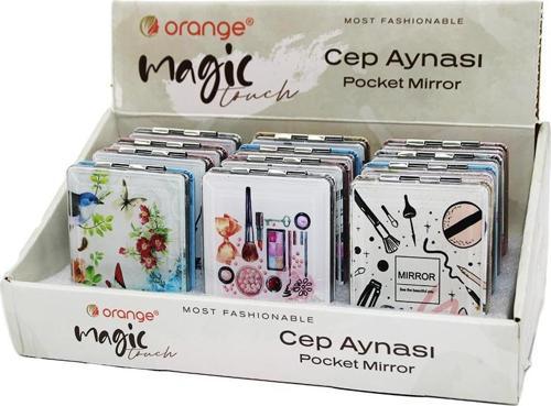 SULU SiMLİ KAPAKLI DİKDÖRTGEN CEP MAKYAJ AYNASI (4401)