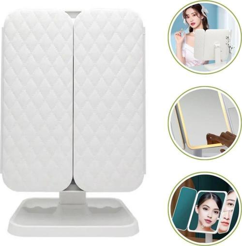 2 Kapaklı,3 Farklı Dokunmatik Led Ayarlı USB Şarj ile Şarj Olabilen Makyaj Aynası (4401)