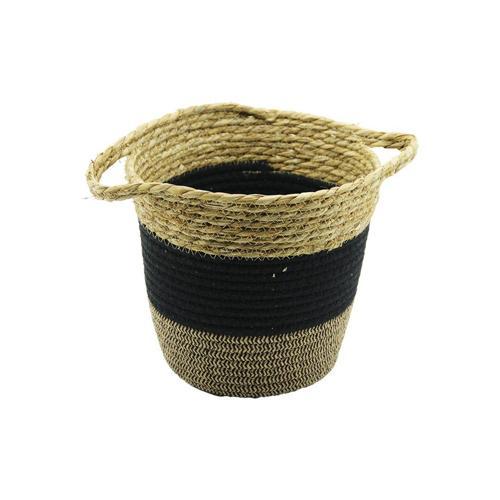 2IN1=İP ÖRGÜLÜ - HASIRÇİFT KULPLU SEPET - ORGANİZER Ç-TABAN:17CM--AĞIZ:24CM - Y: 22CM (4401)