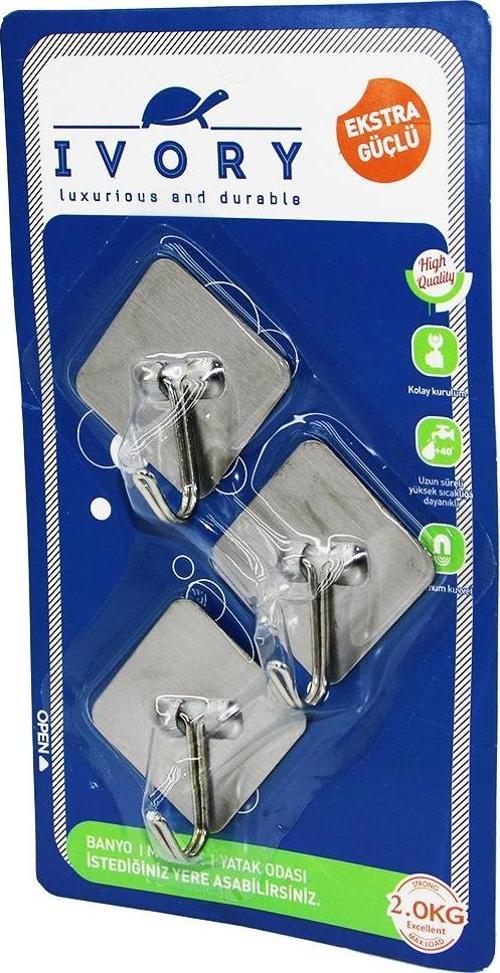 3 ADET  KARE - METAL YAPIŞKAN ASKI (4401)