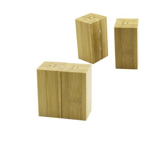 4.5X5CM--Y:9CM   2PCS   MIKNATISLI İKİZ   AHŞAP BAMBU  BAHARATLIK - TUZLUK (4401)