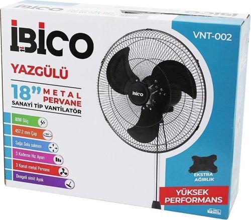 18 İNÇ 45.7CM SANAYİ TİPİ AYAKLI VANTİLATÖR 3 KADEME HIZ - 3 METAL KANAT 80W 140CM YÜKSEKLİK VNT-002 (4401)