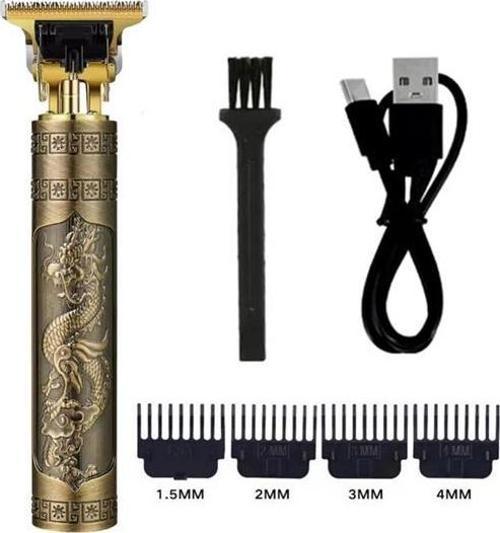 Vintage Görünümlü Güçlü 4 Farklı Başlıklı USB ŞarjlI Manuel Tıraş Makinası (4401)