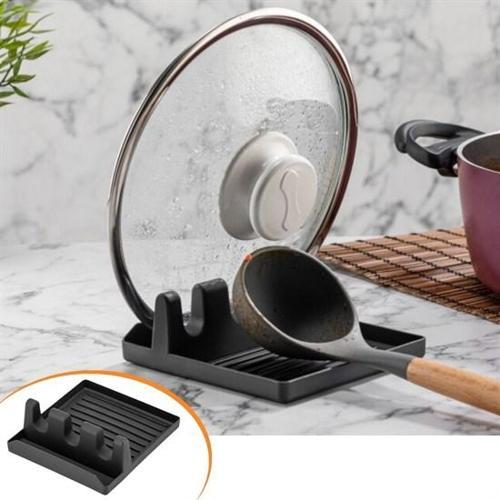 Tencere Kapak Tutuculu Kaşıklıklı Tencere Kapak Standı Pratik Kaşık Kepçe Altlık Düzenleyici (4401)
