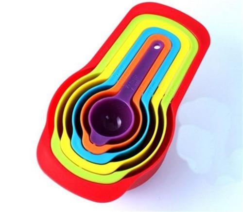 Pratik Ölçü Kaşığı Kabı 5'li Şeker Baharat Sıvı Ölçer Aparat (4401)