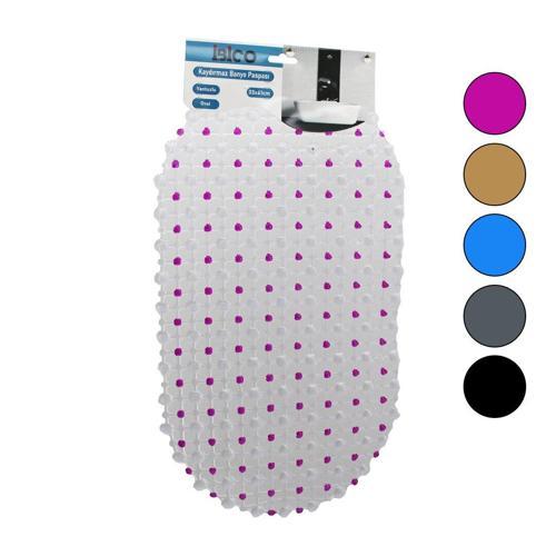 OVAL - EKO PVC +VANTUZ DESEN - ŞEFFAF RENKLİ 122PCS VANTUZ KAYDIRMAZ BANYO - KÜVET PASPAS 33X61CM (4401)