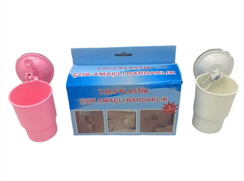 VANTUZLU PLASTİK 2 PARÇA  ÇOK AMAÇLI BARDAKLIK (4401)
