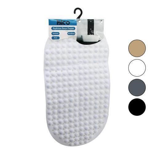 OVAL - PLASTİK KABARTMA TOP DESENLİ - RENKLİ 63PCS VANTUZLU KAYDIRMAZ BANYO - KÜVET PASPASI 34X65CM (4401)