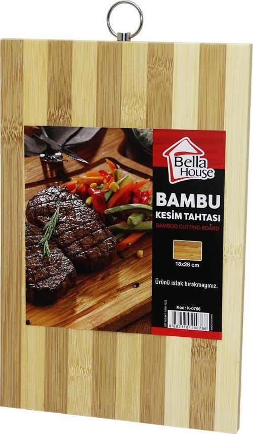 BEYAZ ÇİZGİLİ BAMBU KESİM PANO METAL KULPLU 18X28CM (4401)