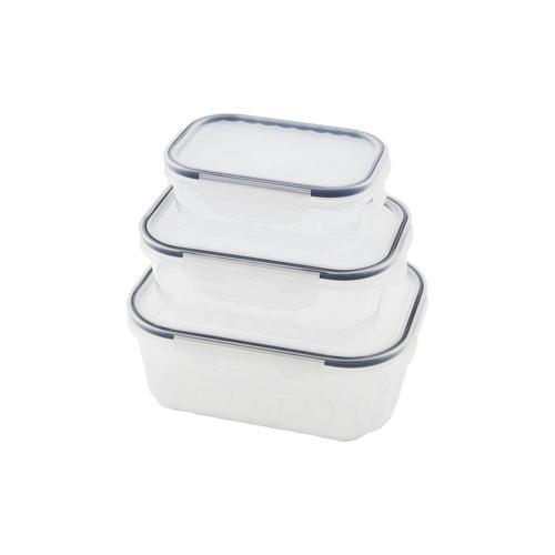 3PCS QUİCK SIZDIRMAZ SAKLAMA KABI SETİ ŞEFFAF KAP - BUĞULU-CONTALI KAPAK  500-1000-1700ML (4401)