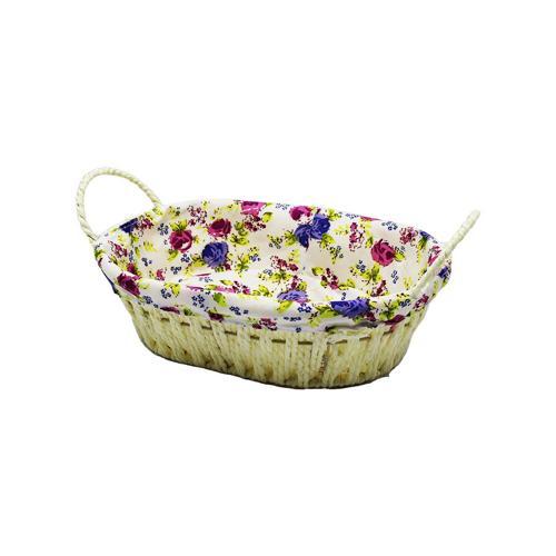 OVAL RENKLİ BEZLİ HASIR EKMEK SEPETİ (4401)