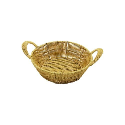 YUVARLAK PLASTİK HASIR EKMEK - ÇOK AMAÇLI SEPET KULPLU - METAL İSKELET TABAN:18CM - AĞIZ:24CM DERİNLİK:8CM (4401)