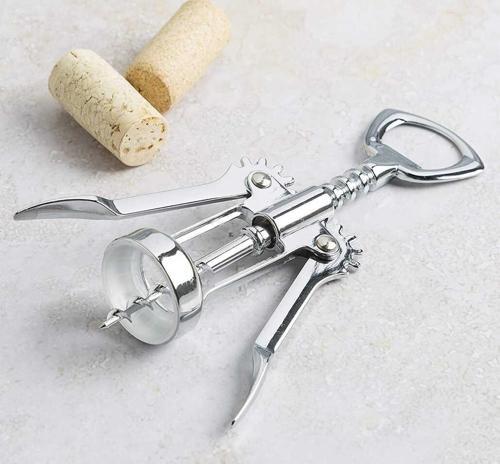 Krom Tirbuşon - 2 Fonksiyonlu Paslanmaz Metal (4401)