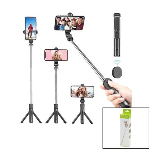 SİYAH  SELFİ ÇUBUK - TRİPOD AYAKLI  57CM UZAYAN-KISALAN SAPLI + 10CM =67CM (4401)