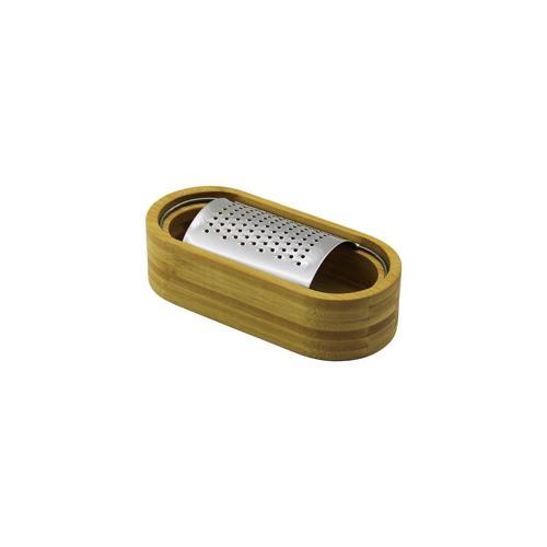 AHŞAP BAMBU HAZNELİ YATAY - OVAL METAL BOMBELİ MEYVE RENDESİ 7 X 15.5CM (4401)