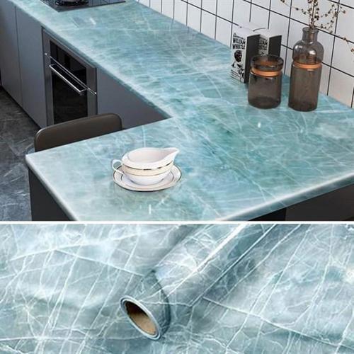 Mermer Desenli Masa Tezgah Mutfak Su Geçirmez Yapışkanlı Folyo Sticker Mavi 5x0,6m (4401)