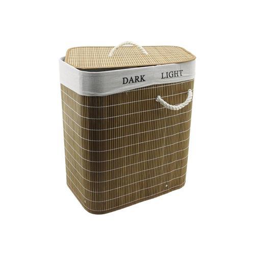 BAMBU AHŞAP KİRLİ ÇAMAŞIR SEPETİ 30X44CM SEYYAR KAPAKLI İÇİ BEZLİ İP KULPLU (4401)