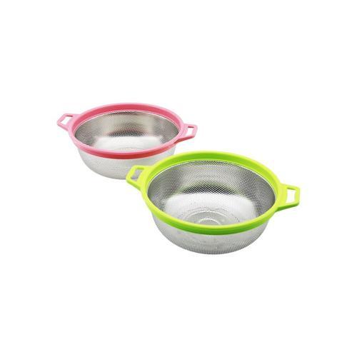 21CM RENKLİ PLASTİK ÇERÇEVE - KULPLU ÇELİK SEPET METAL SÜZGEÇ (4401)