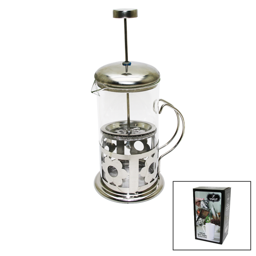 FRENCH PRESS 600ML CAM BİTKİ SÜZGEÇİ METAL KAFES - KAPAK (4401)