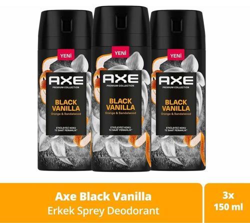 Premium Collection Erkek Sprey Deodorant Black Vanilla 150 ml x 3 Adet